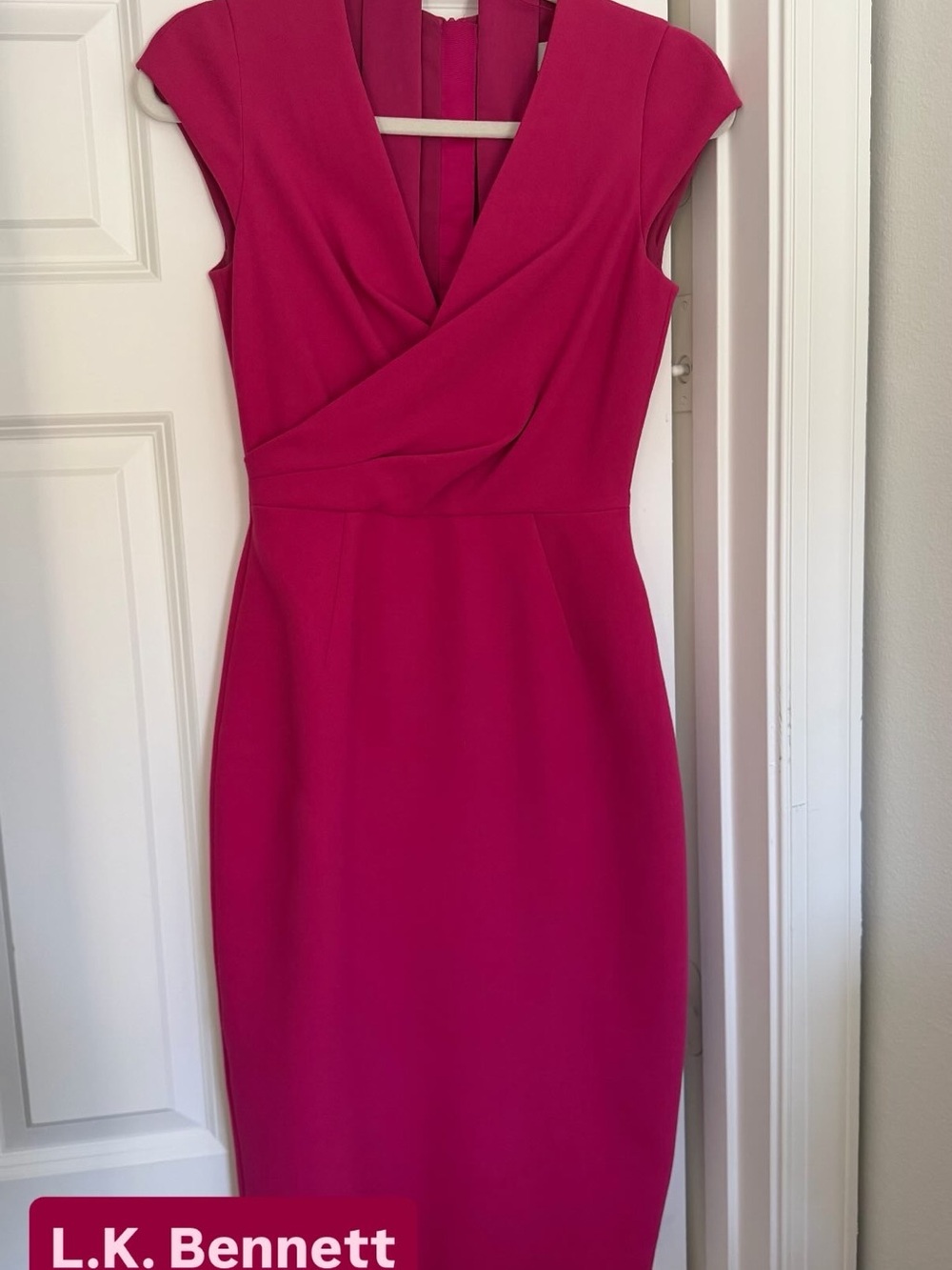 LK Bennett Hot Pink Draped Sheath Dress